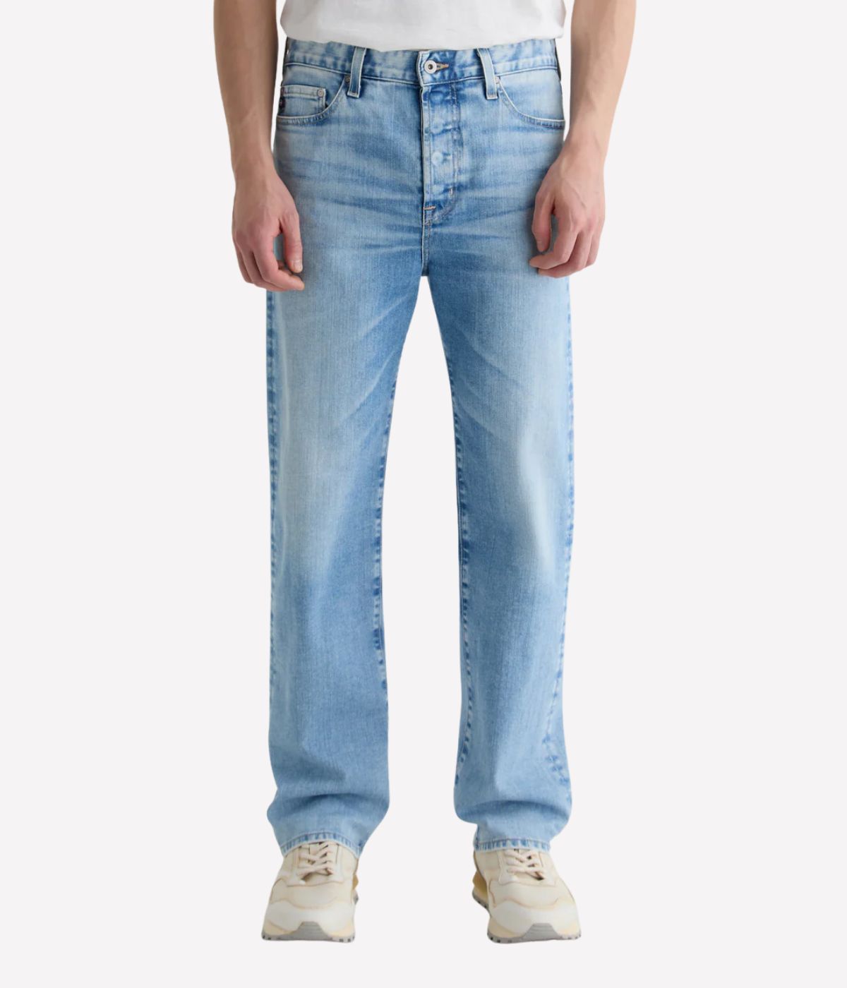 AG Felix Jean in Lobera light wash, featuring a vintage straight leg, button fly, and eco-friendly Vapor Wash™ finish on Japanese stretch denim.
