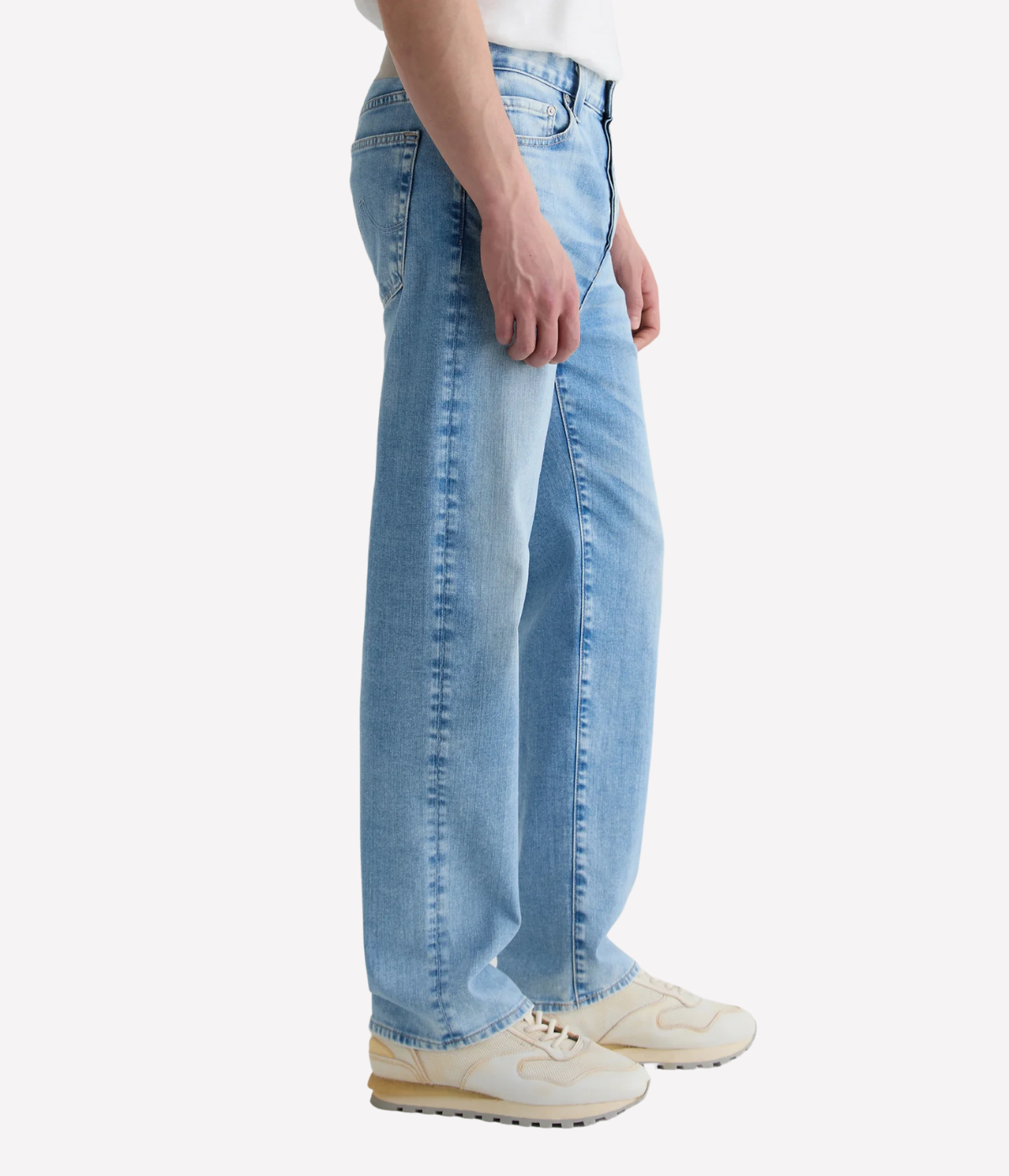 AG Felix Jean in Lobera light wash, featuring a vintage straight leg, button fly, and eco-friendly Vapor Wash™ finish on Japanese stretch denim.