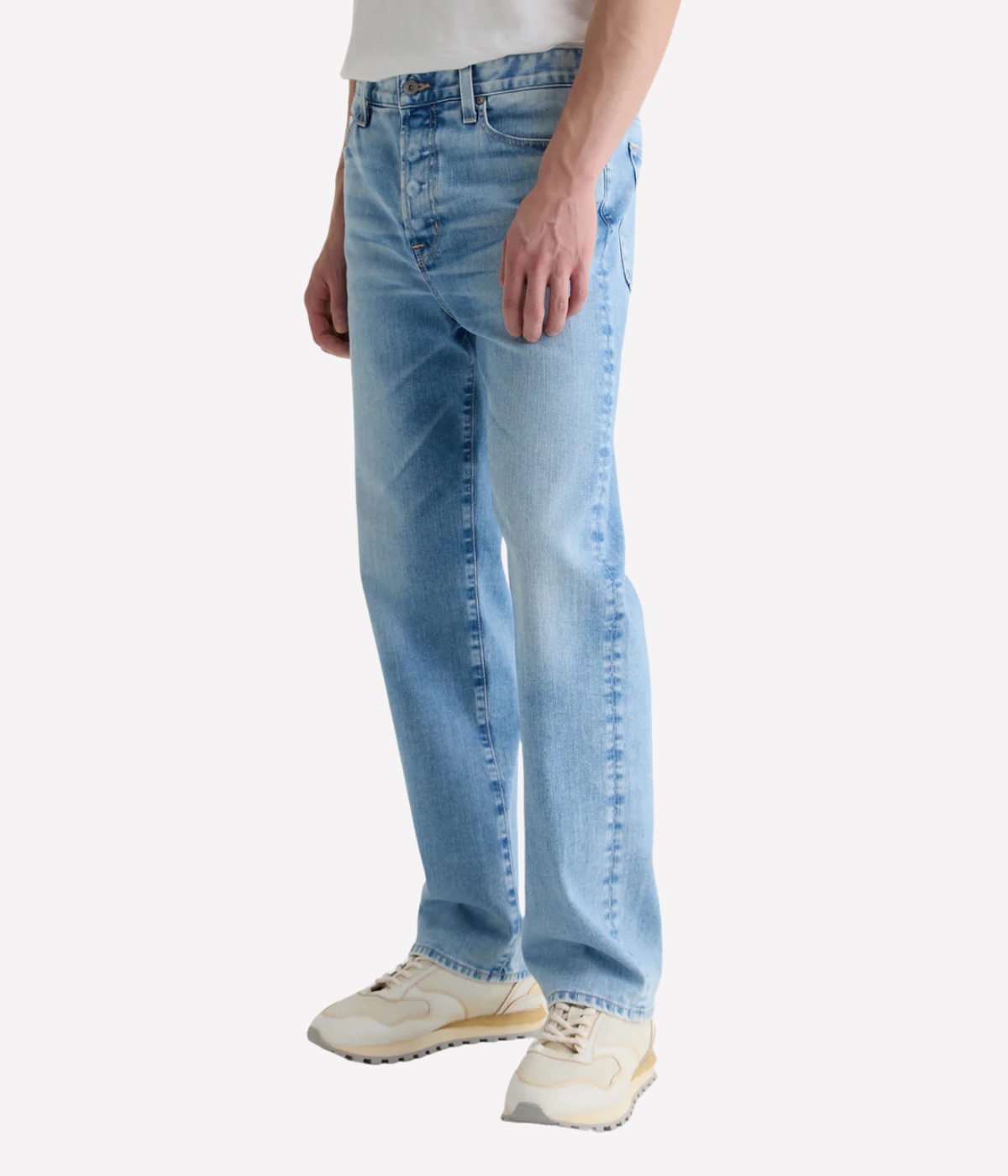 AG Felix Jean in Lobera light wash, featuring a vintage straight leg, button fly, and eco-friendly Vapor Wash™ finish on Japanese stretch denim.