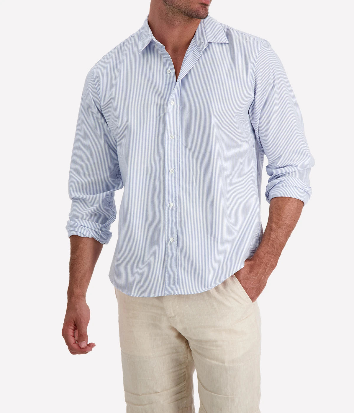 Finbar Woven Shirt in Blue Stripe