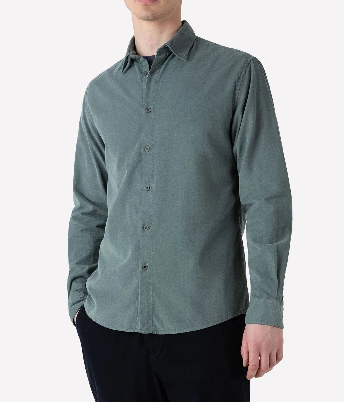 Fine Cord Shirt in Smoke Green