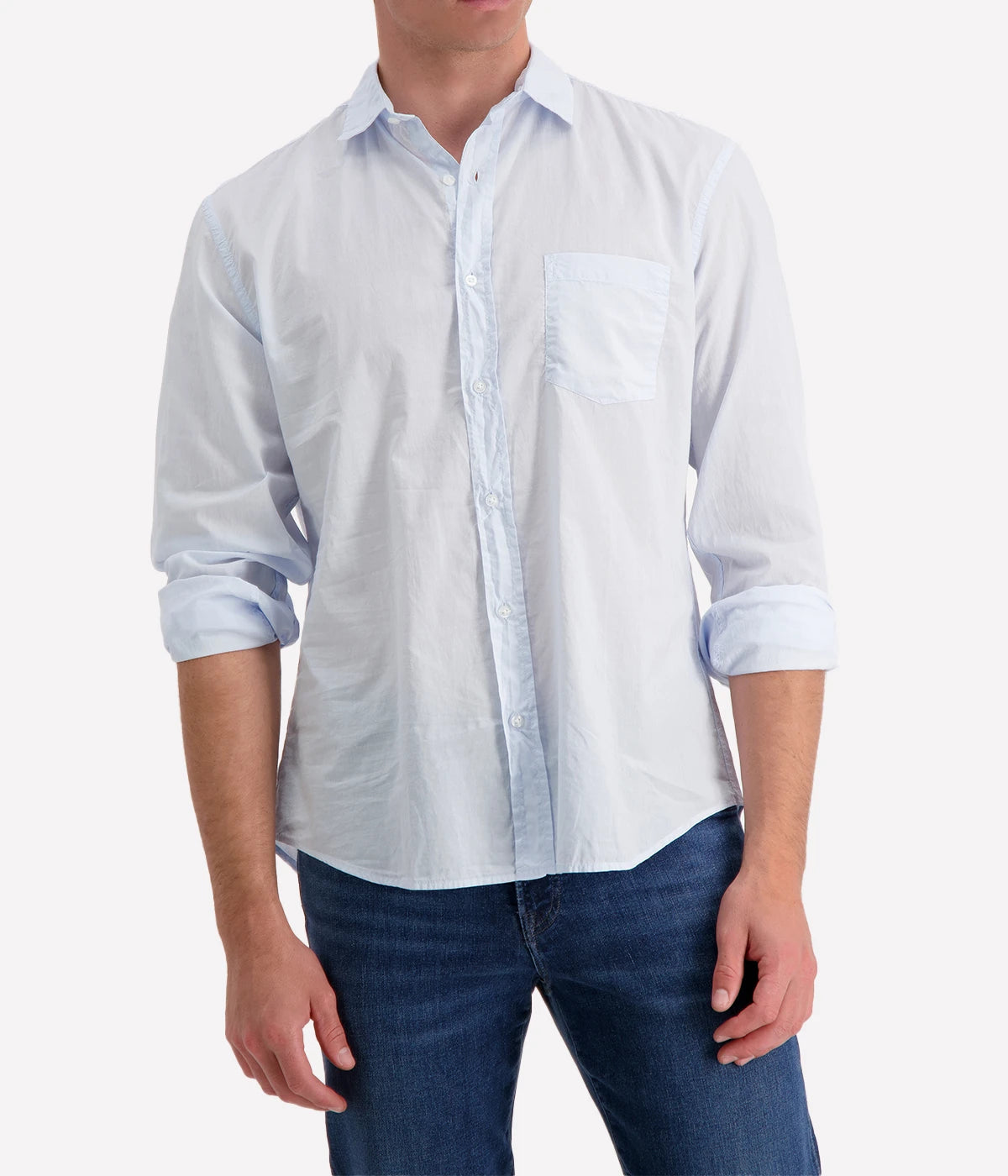 Luke Woven Shirt in Shirting Blue Poplin
