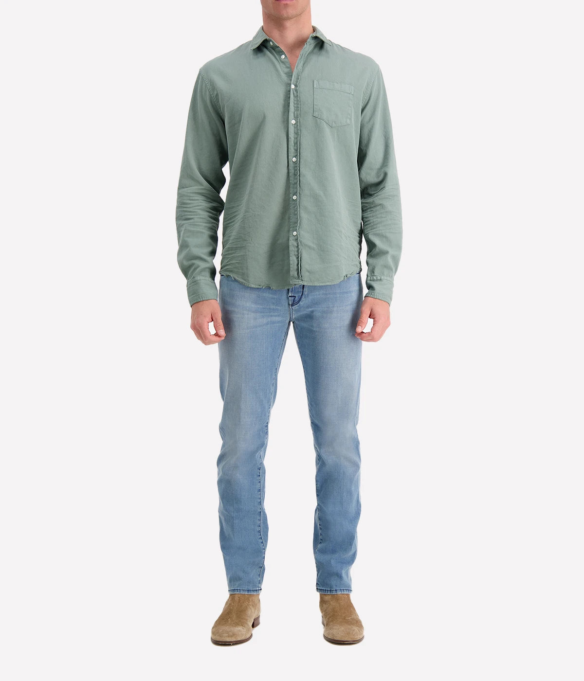 Luke Woven Shirt in Thyme Denim