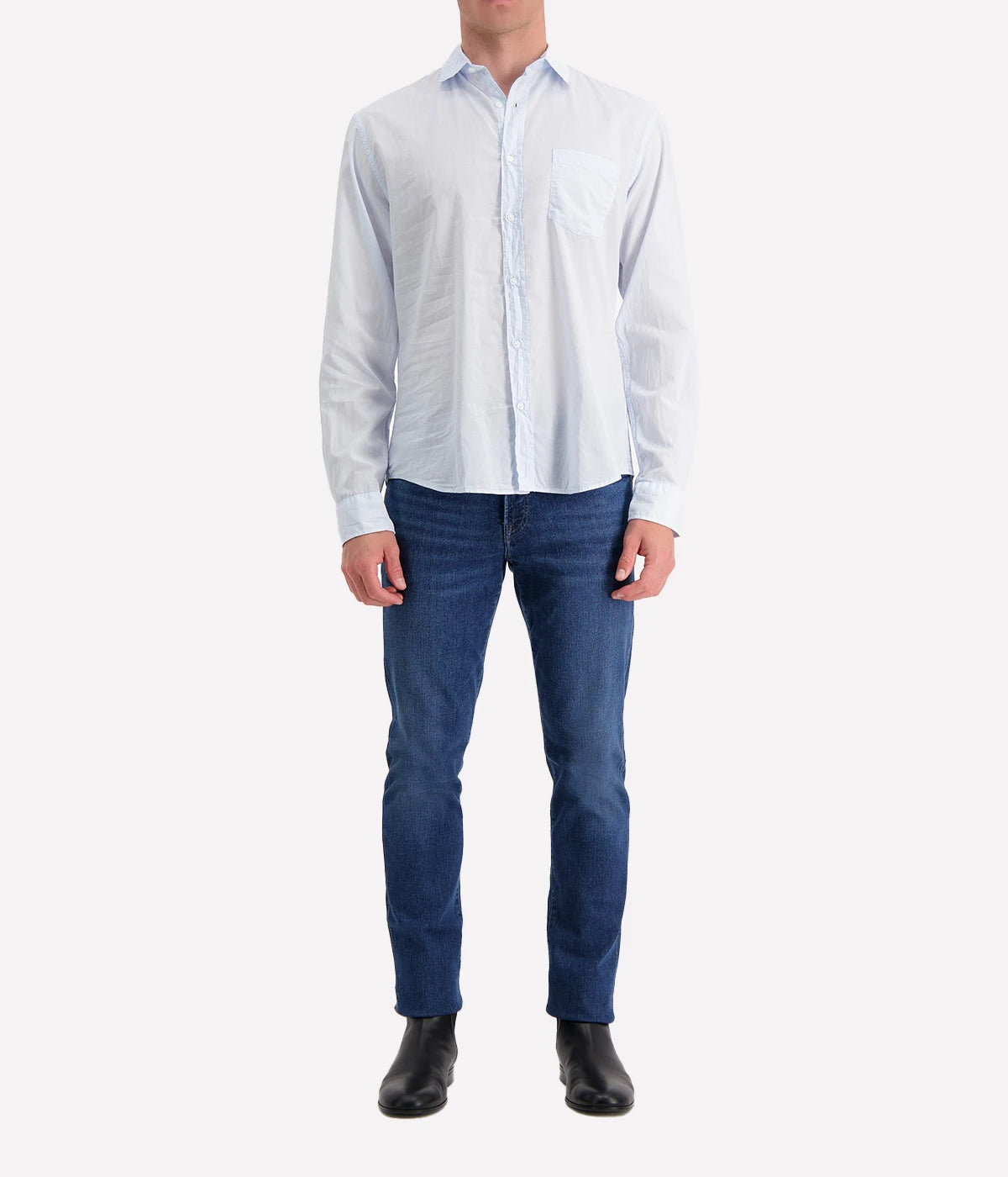 Luke Woven Shirt in Shirting Blue Poplin
