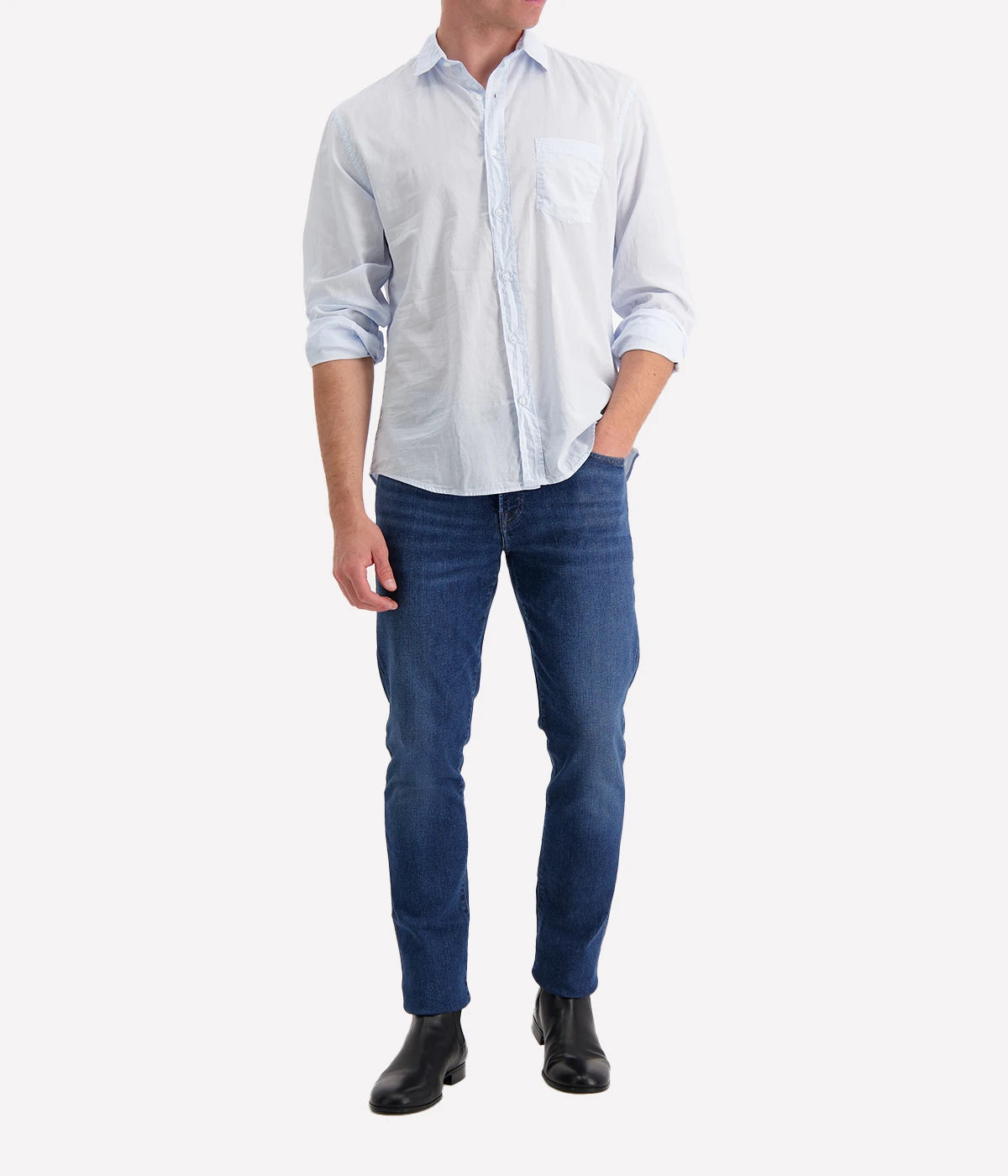 Luke Woven Shirt in Shirting Blue Poplin