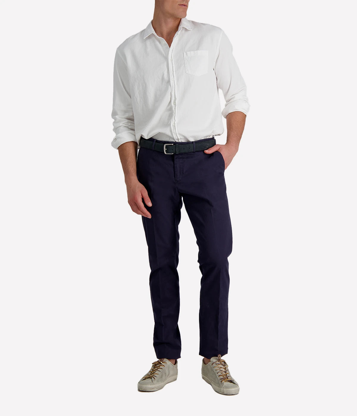 Luke Woven Shirt in White Denim