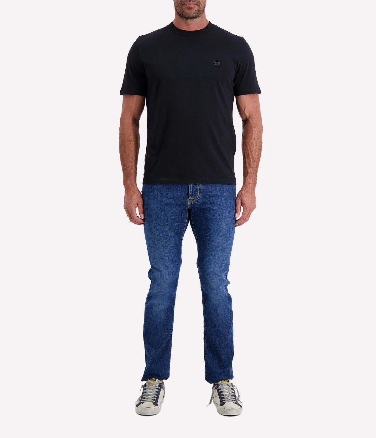 Jacob Cohen black cotton crewneck T-shirt with a minimalist logo on the front, perfect for understated sophistication.