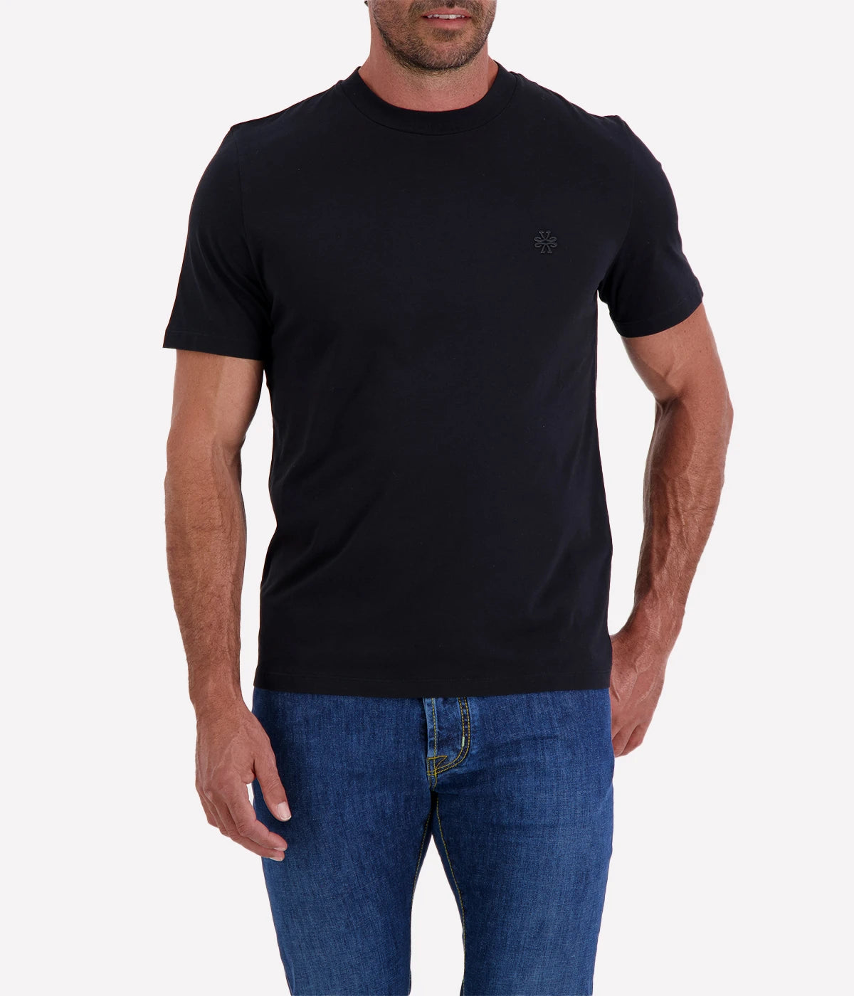 Jacob Cohen black cotton crewneck T-shirt with a minimalist logo on the front, perfect for understated sophistication.