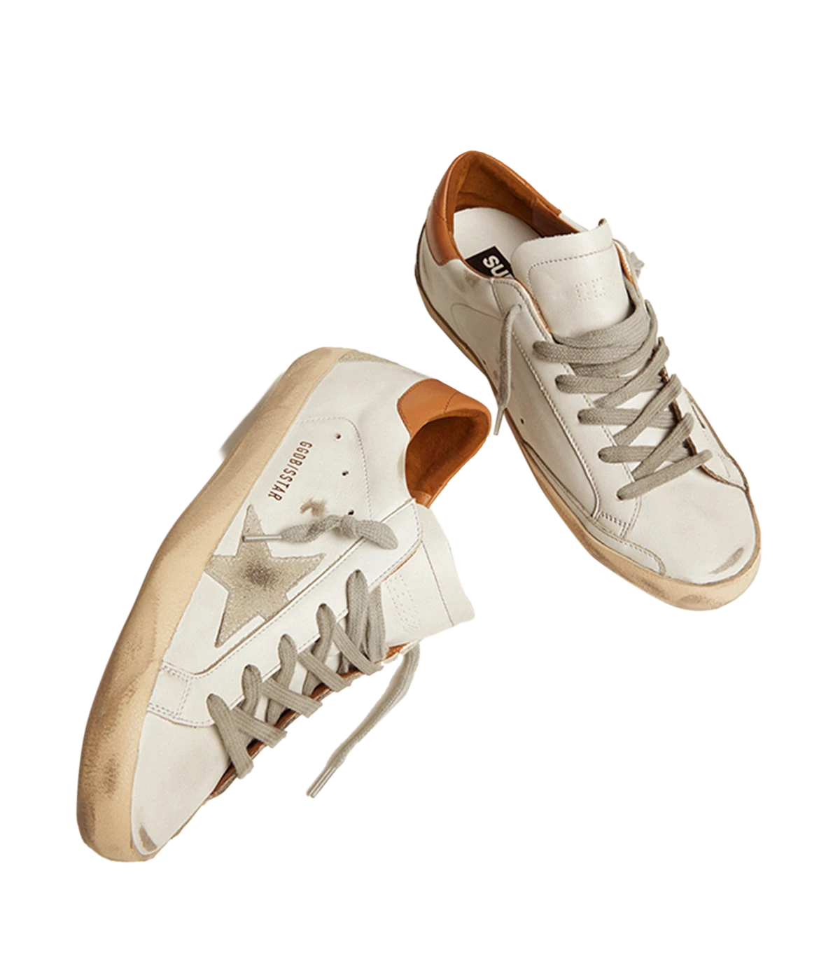 Super Star Leather Upper & Heel Suede in White, Ice & Light Brown