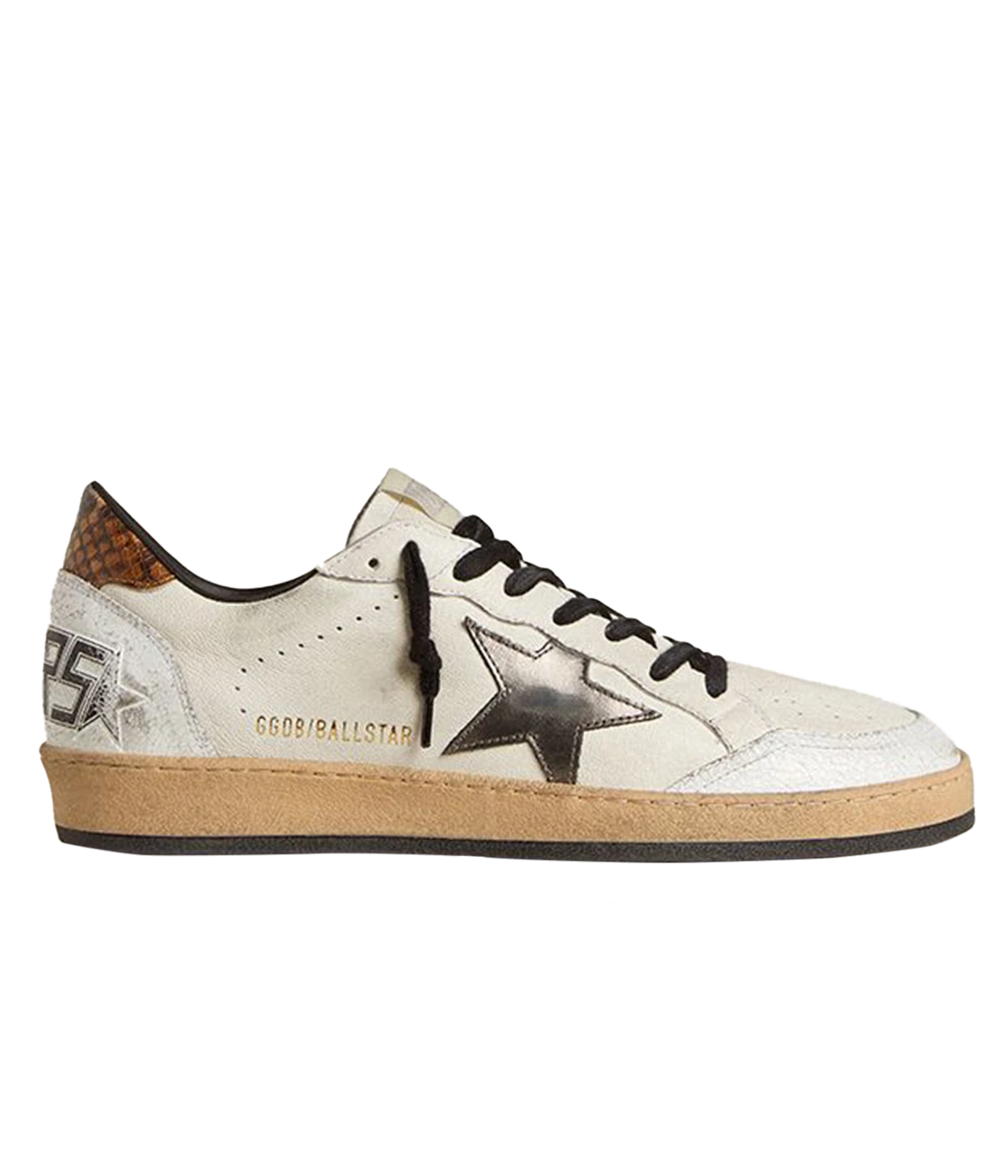 Ball Star Sneaker in White, Grey & Brown