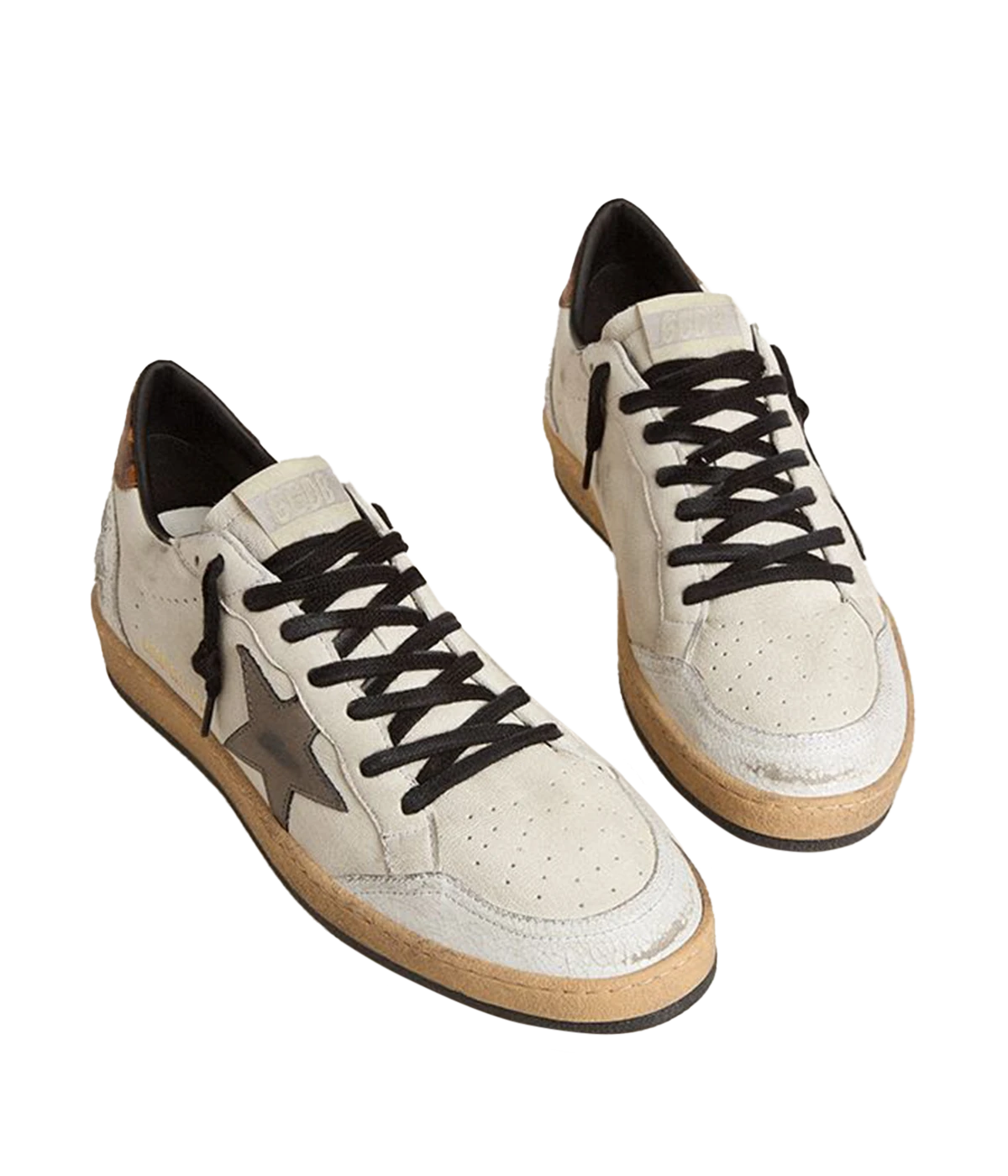 Ball Star Sneaker in White, Grey & Brown