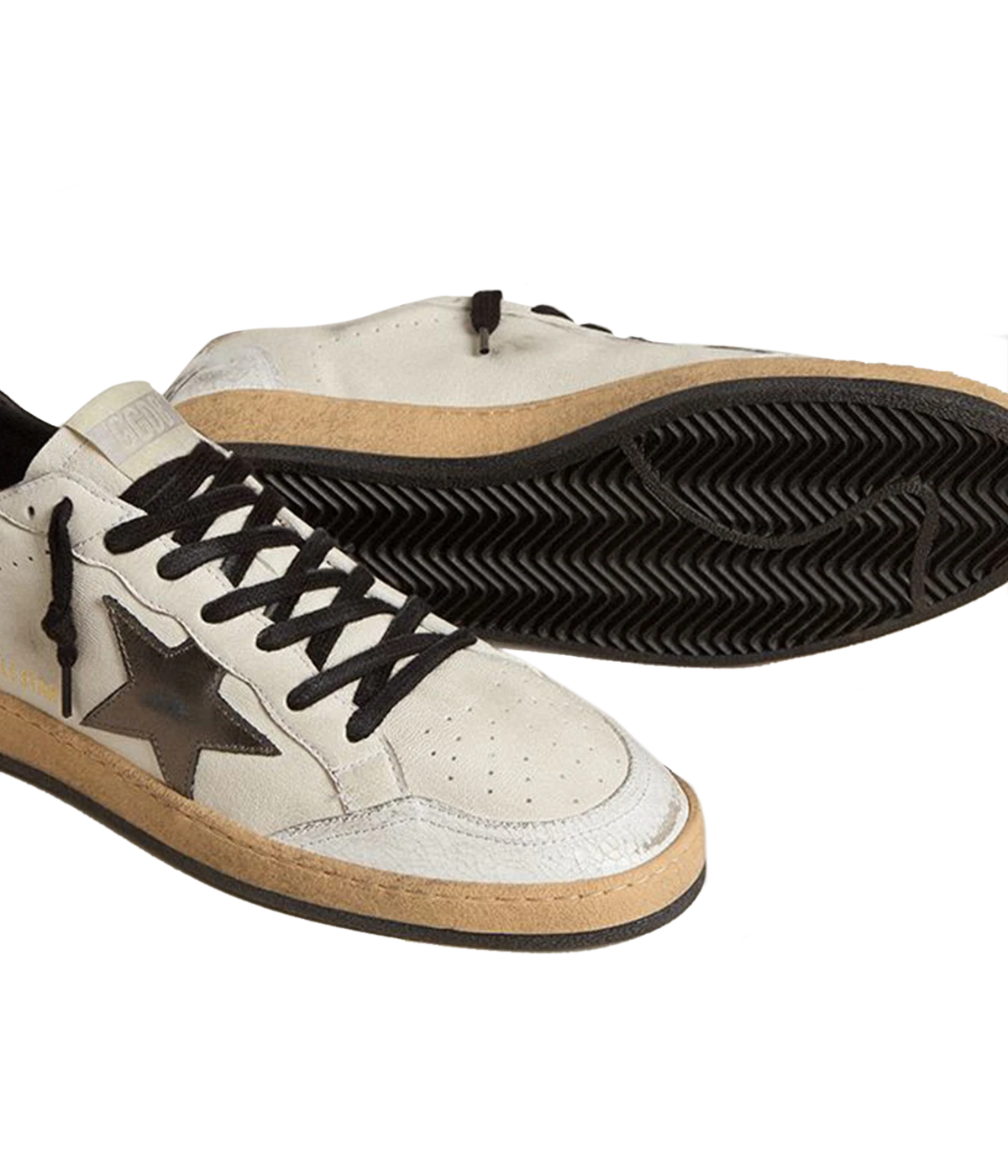 Ball Star Sneaker in White, Grey & Brown