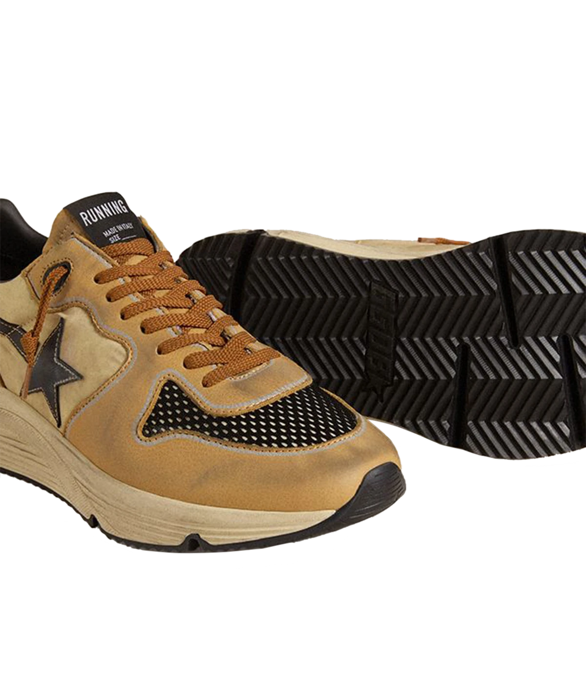 Running Sole Sneaker in Beige & Black