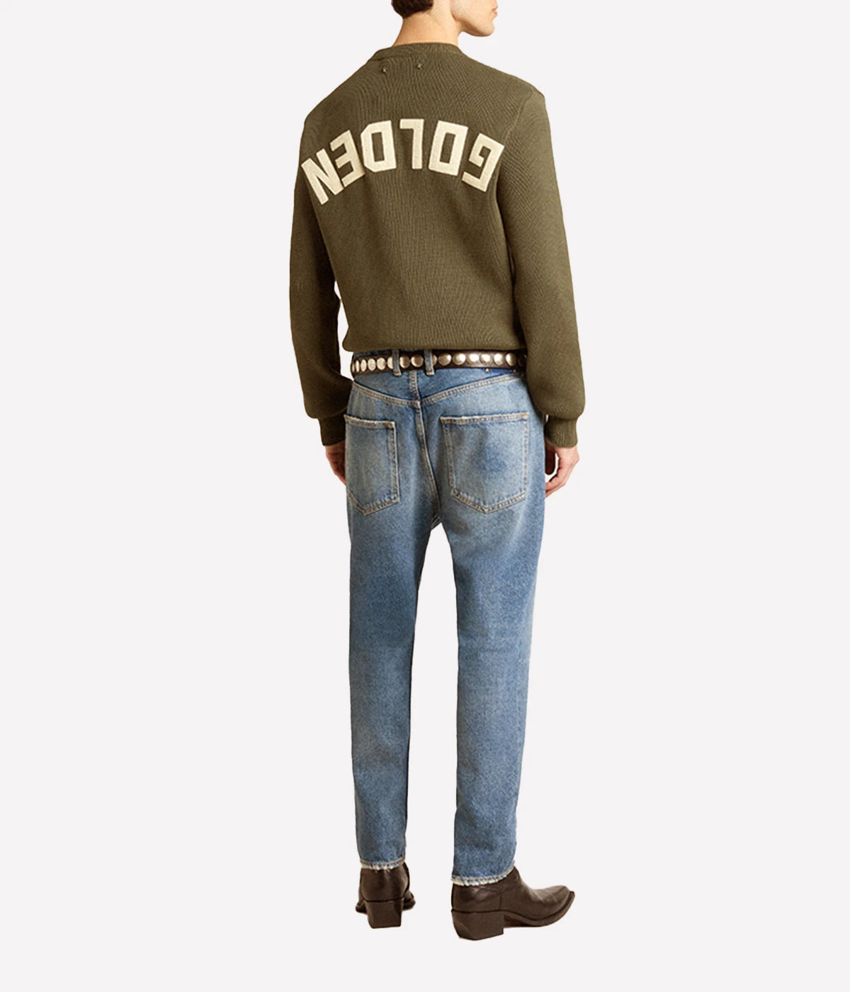 Golden Regular Crew Neck Knit in Military Green