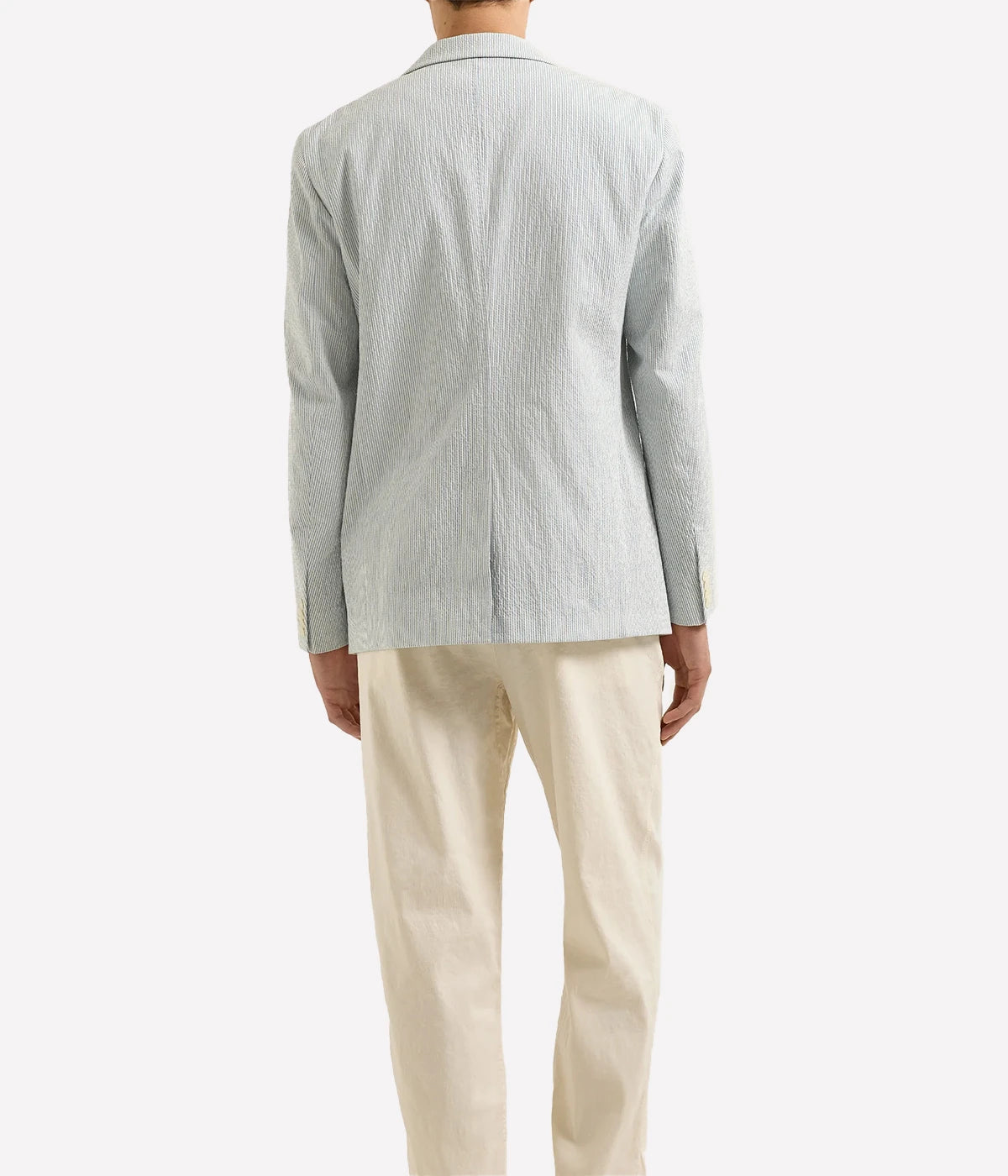 Men's striped Garret seersucker blazer with soft shoulders, tailored fit, and Italian-woven fabric – lightweight and effortlessly refined for summer