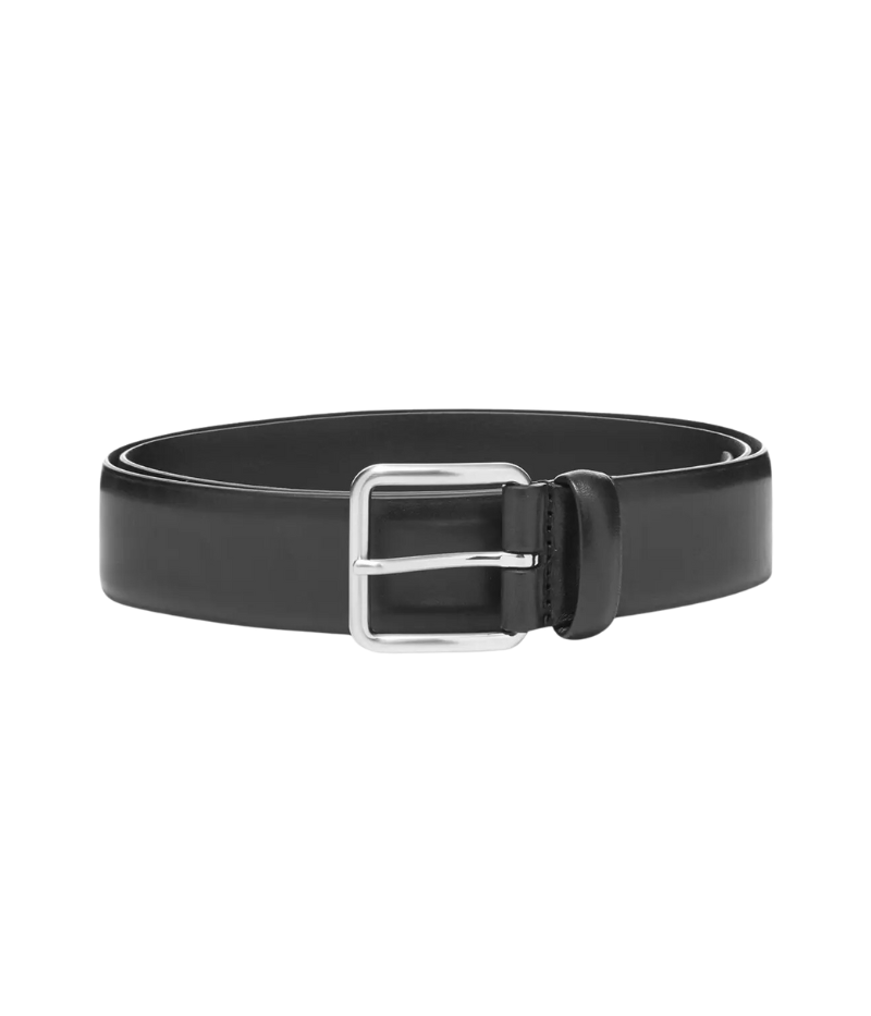 Smooth Leather Belt in Black