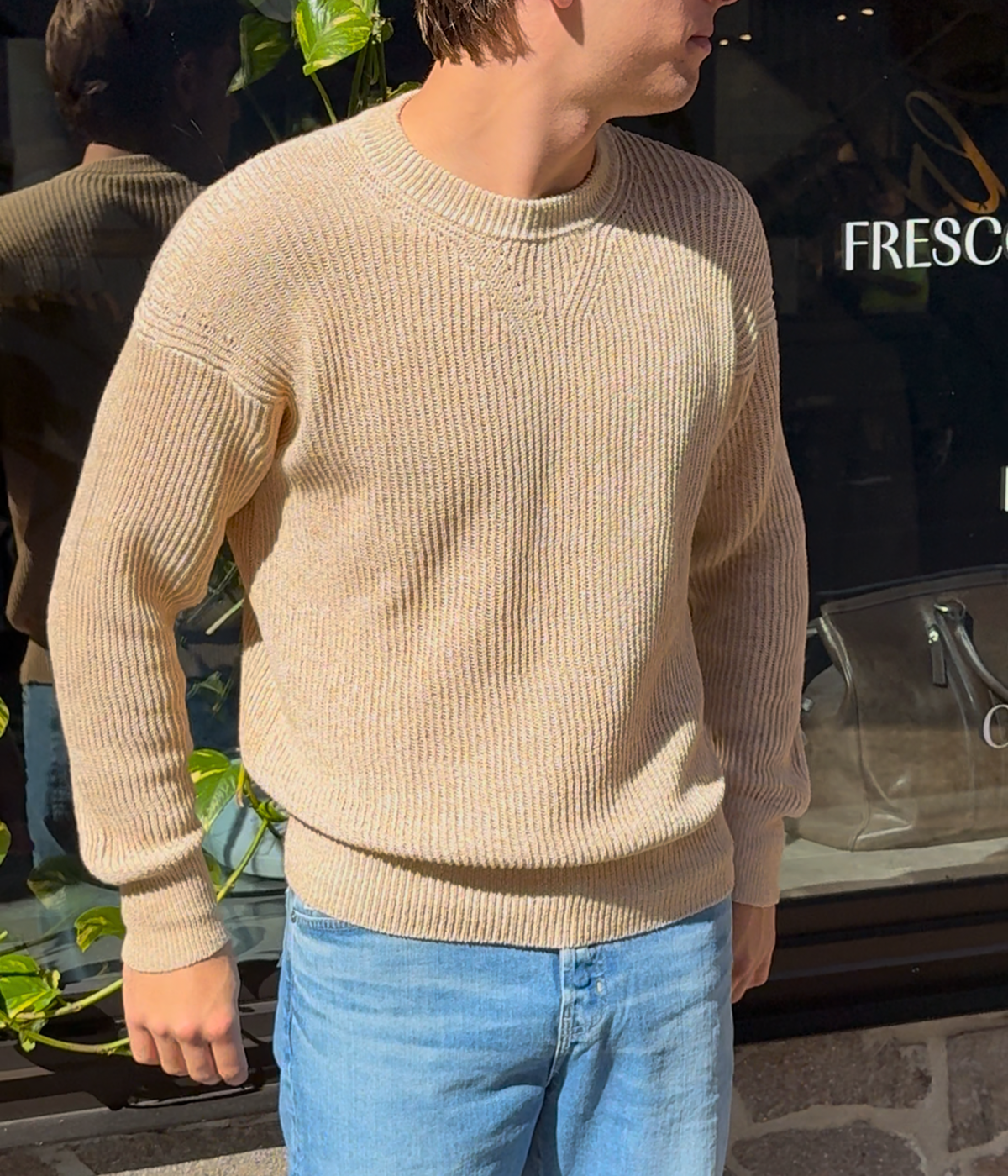 Girocollo Mouline Long Sleeve in Sabbia