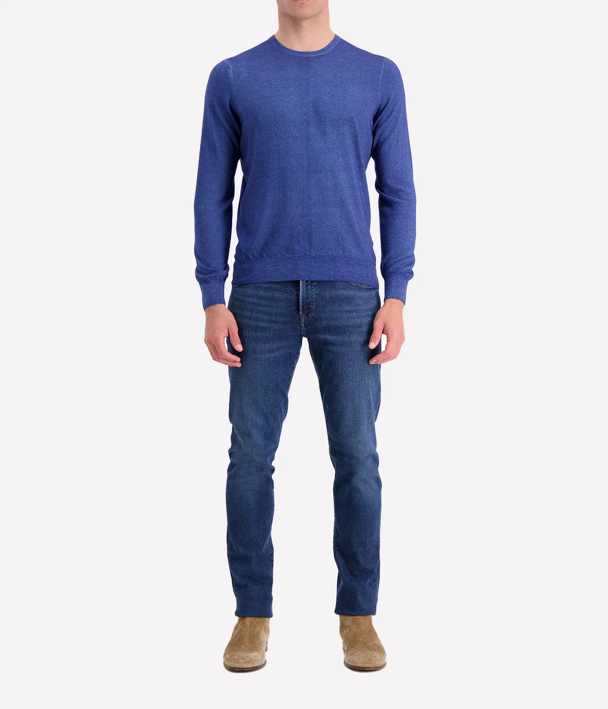 Gran Sasso crew long sleeve in 100% cashmere, offering a sleek, professional look, made in Italy