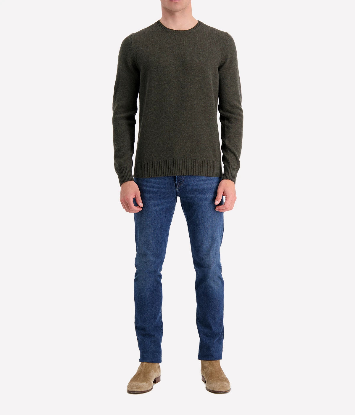 Gran Sasso long sleeve crewneck in 100% merino wool, offering durability and comfort, made in Italy