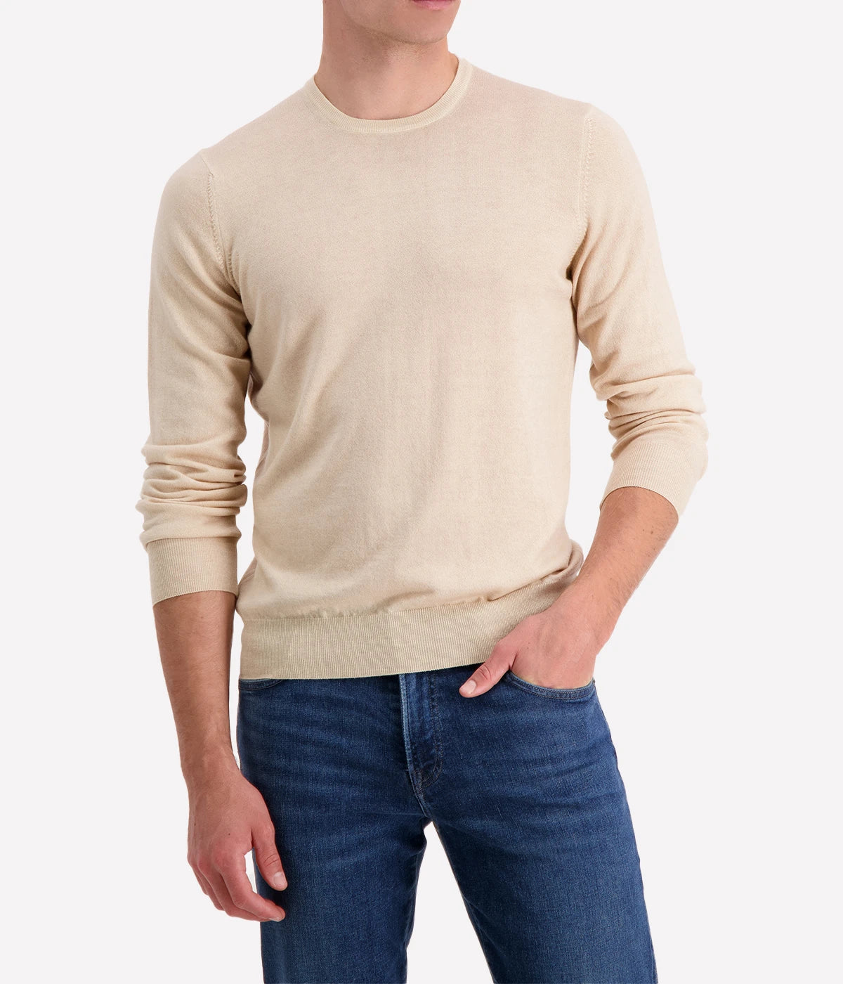 Gran Sasso 100% cashmere crew long sleeve, offering a sleek, professional look, made in Italy.