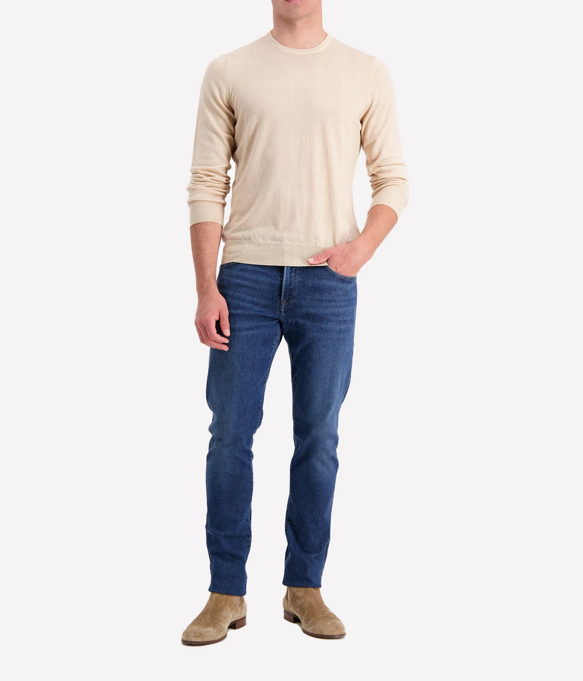 Gran Sasso 100% cashmere crew long sleeve, offering a sleek, professional look, made in Italy.