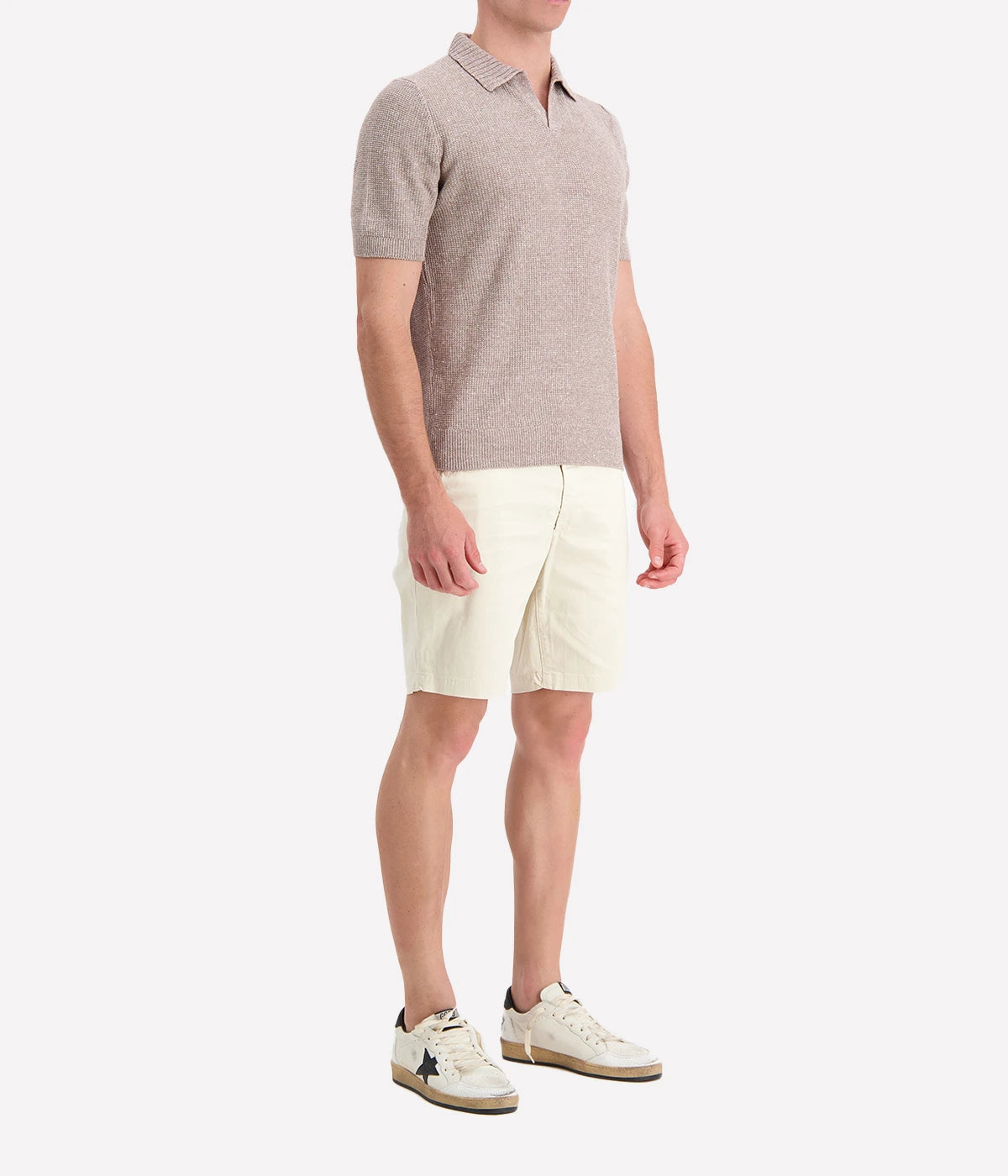 Tennis Short Sleeve Knit Polo in Beige
