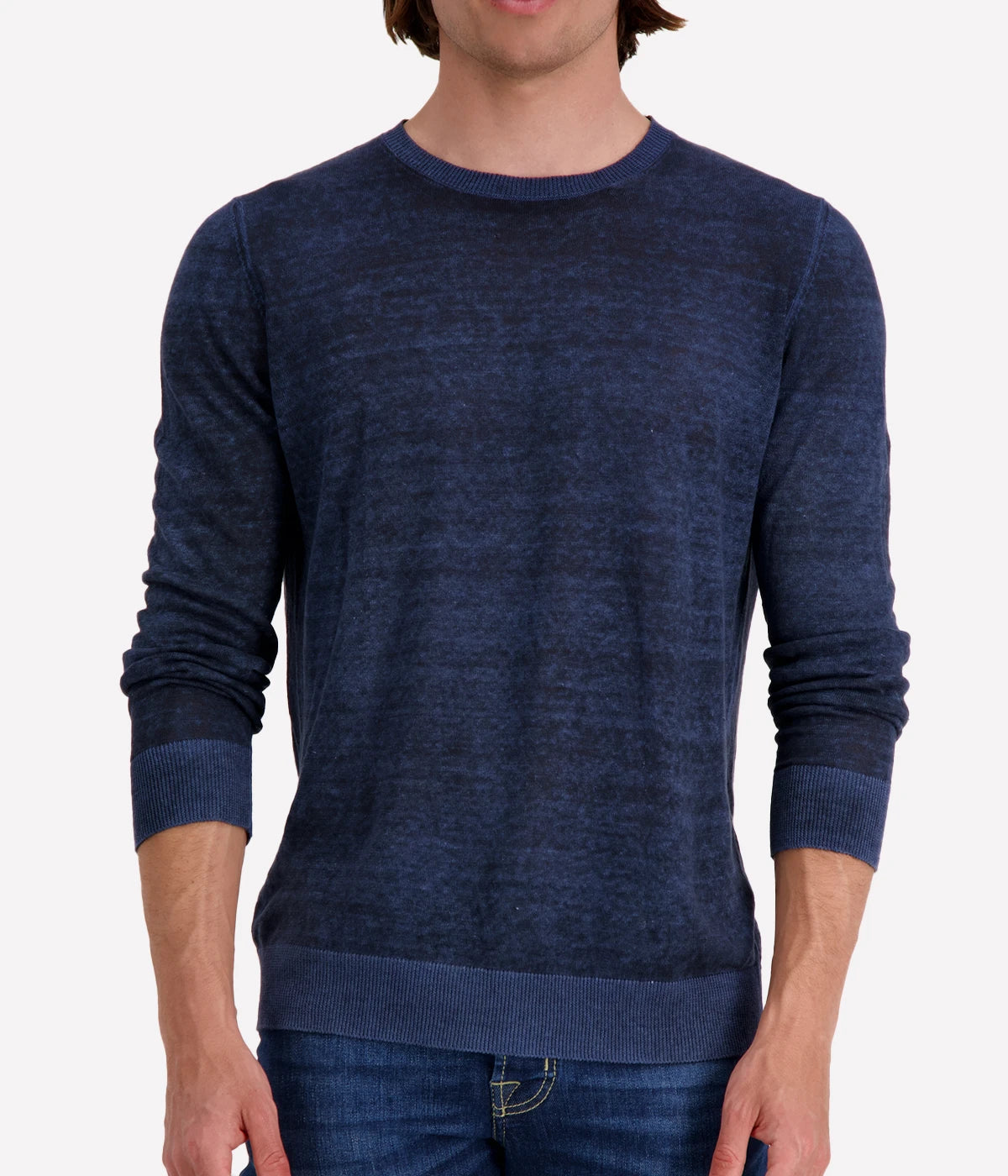Hand Painted Round Neck Pullover in Midnight