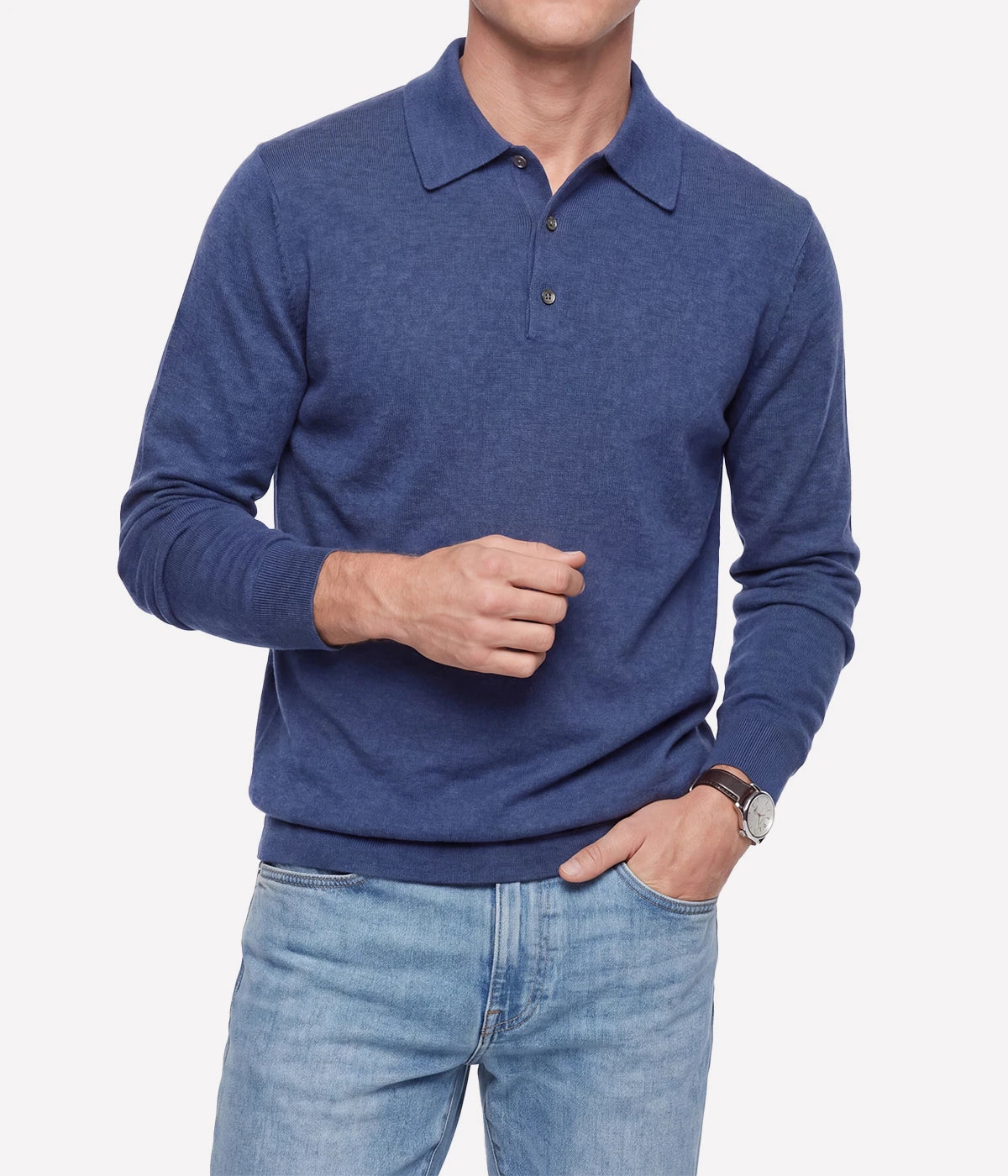 Knitted Pullover Polo in INDIGO