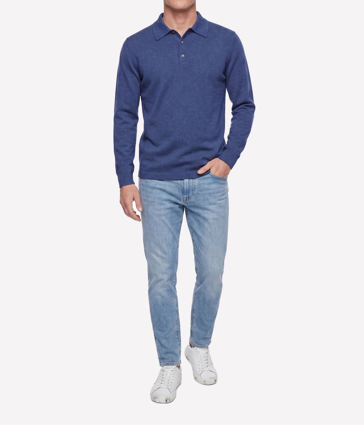 Knitted Pullover Polo in INDIGO