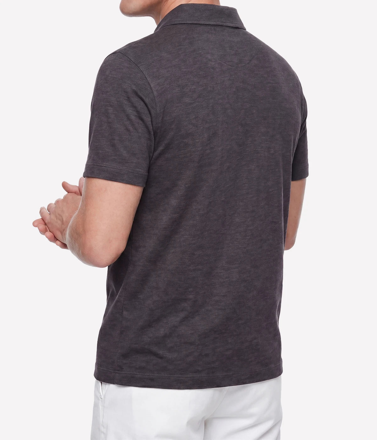 Men Knitted Polo in Thunder