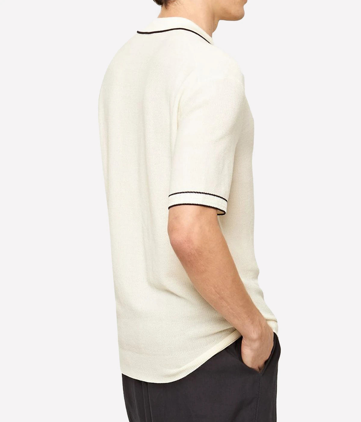 Horton Chevron Tipping Polo in White Sand Night Iris