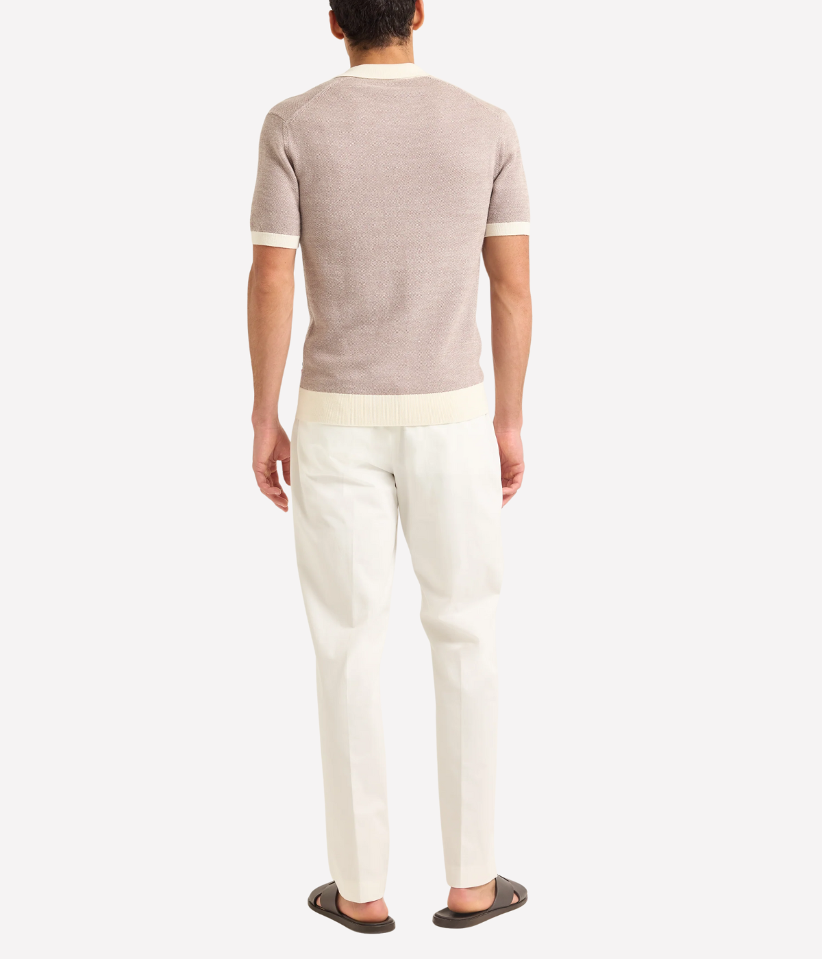 Horton Contrast Polo in Morel Brown & White Sands