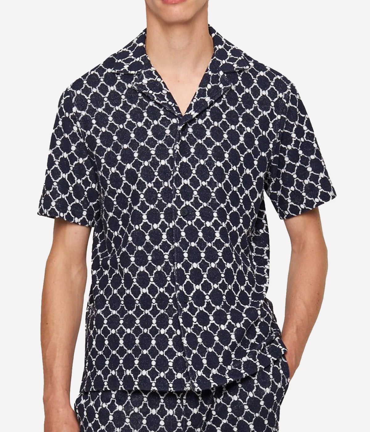 Howell Geo Knit Shirt in Midnight Navy