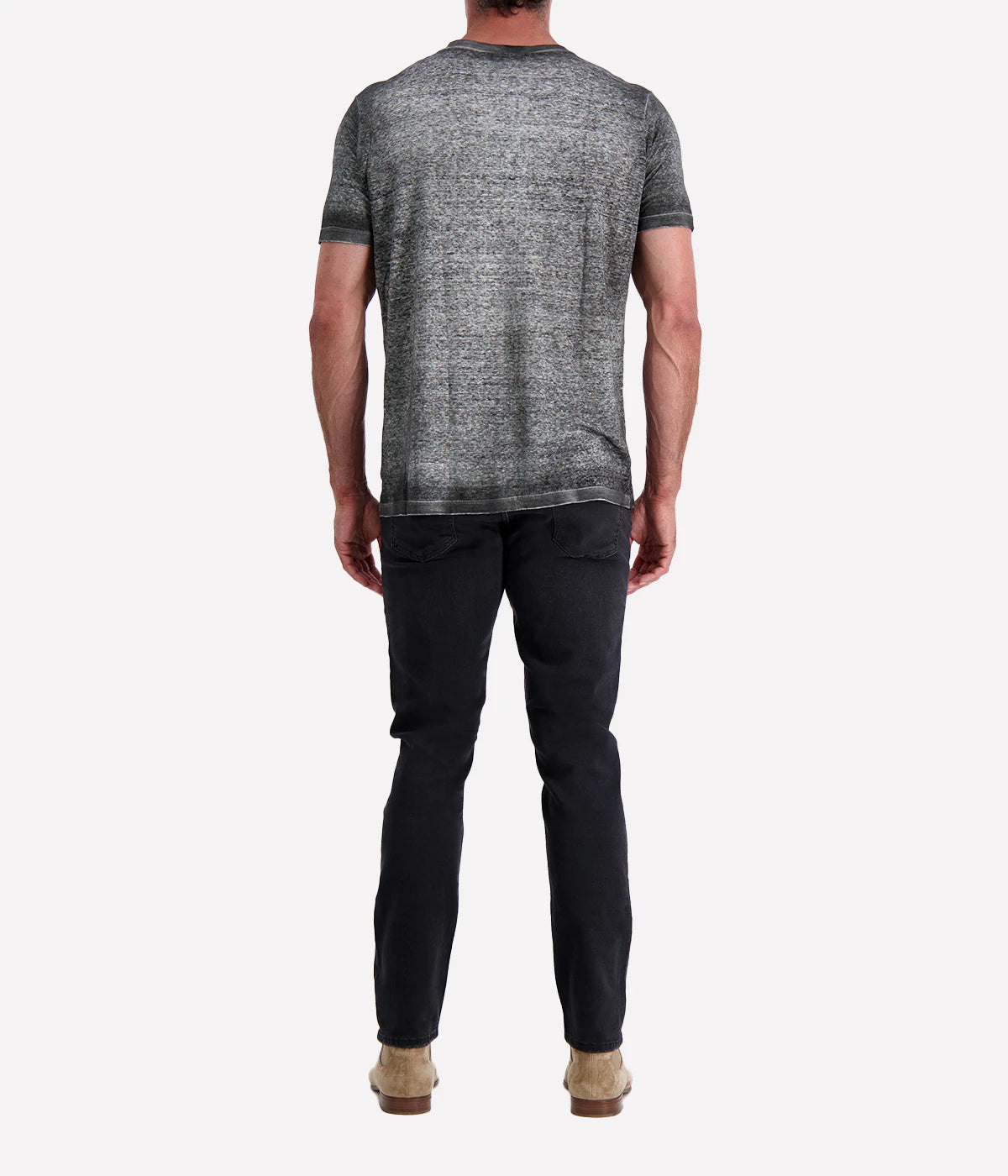 Avant Toi Hand-Painted Round Neck Pullover in Husky, crafted from breathable linen with a unique hand-dyed finish for a relaxed yet artistic look.