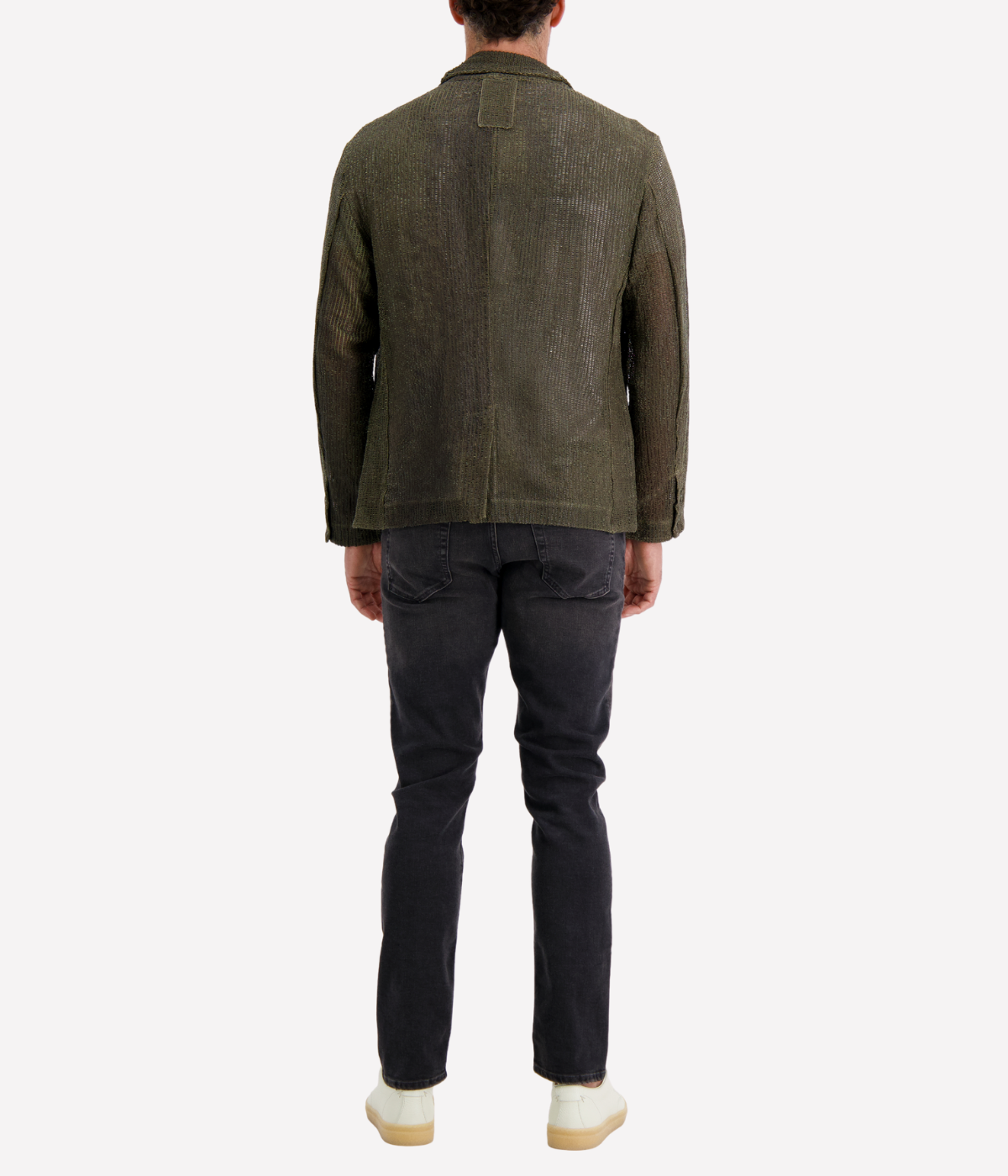 Textured Woven Leather Jacket in Forest