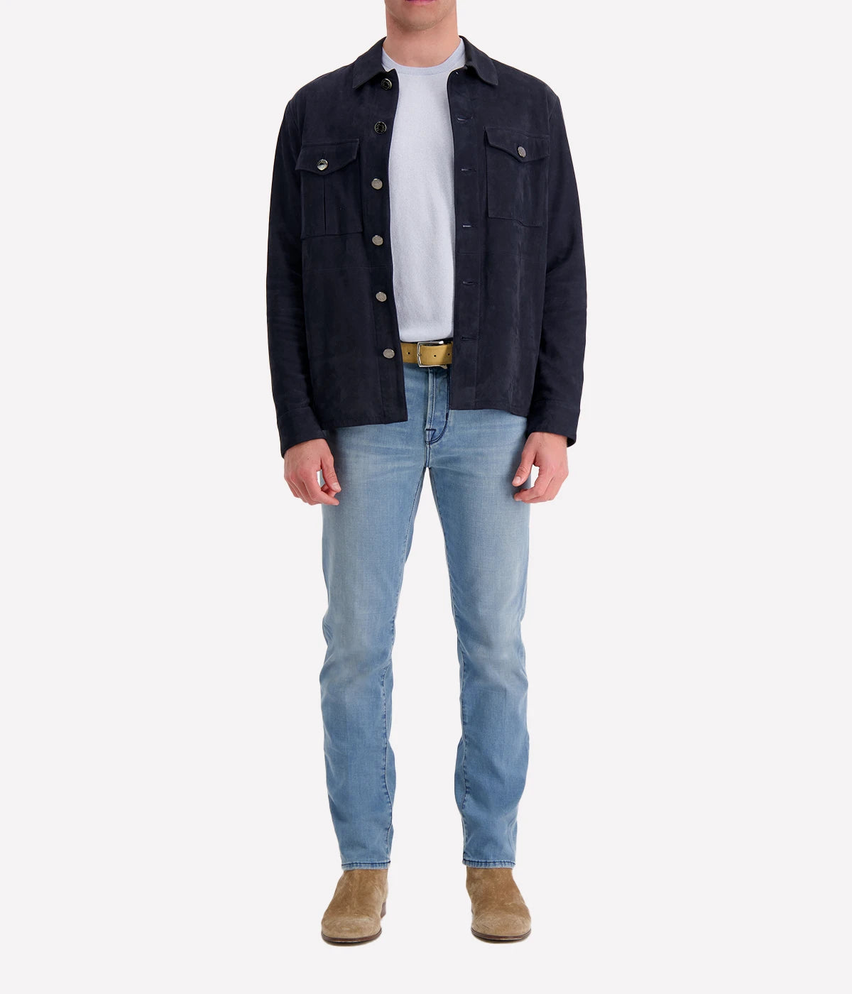 Leather Overshirt in Blue