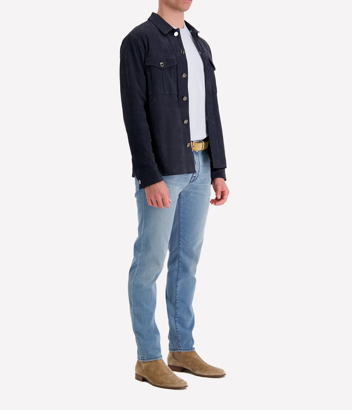Leather Overshirt in Blue
