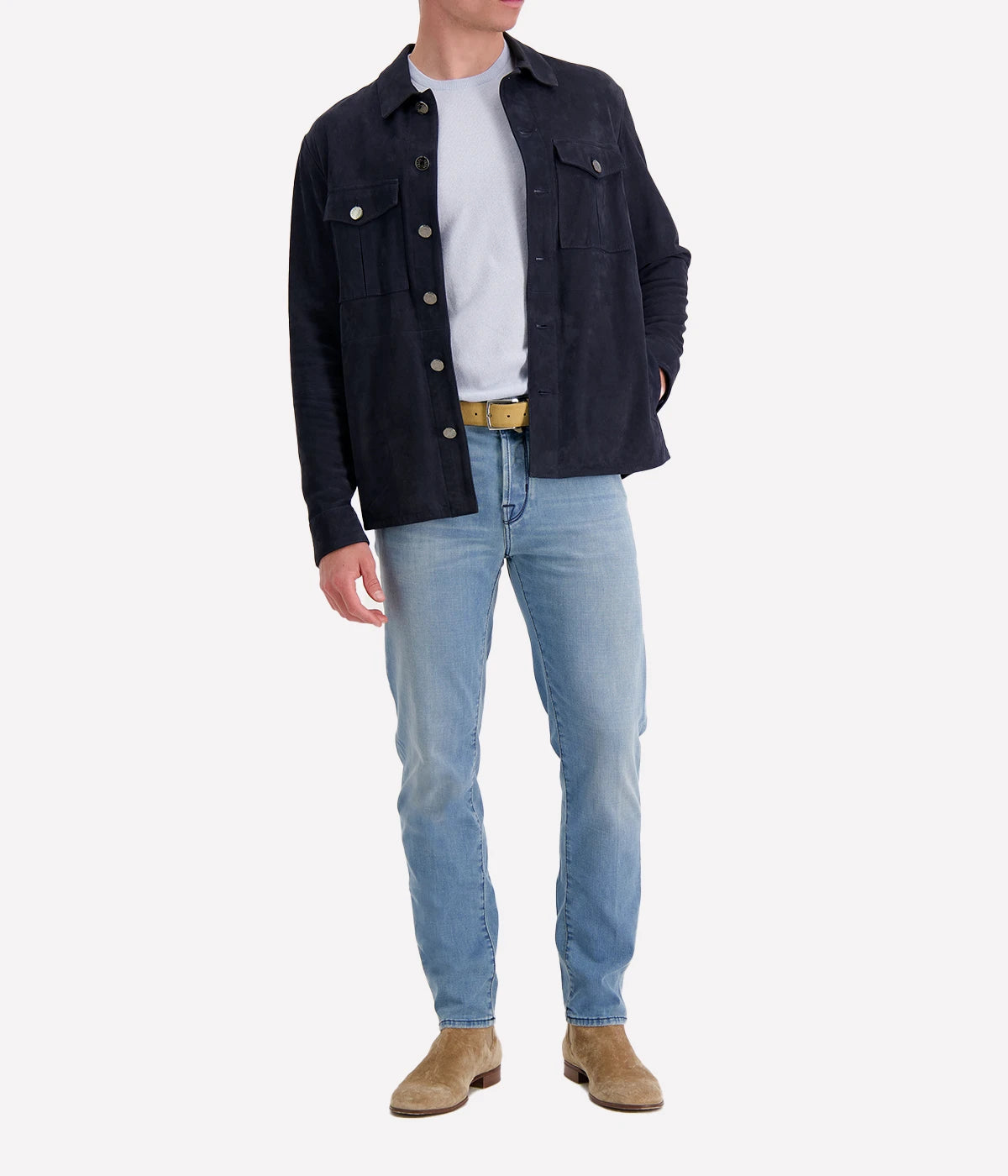 Leather Overshirt in Blue