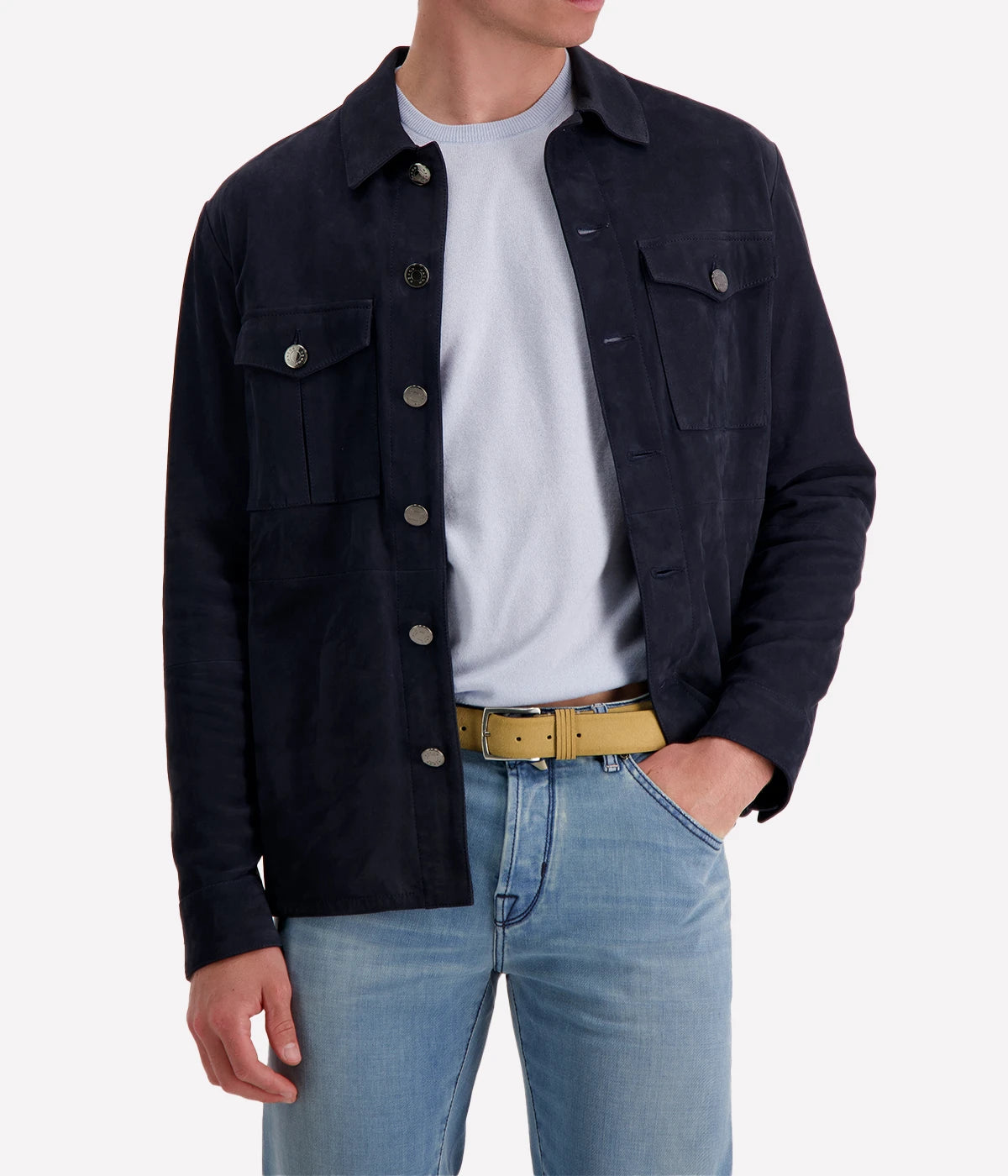 Leather Overshirt in Blue