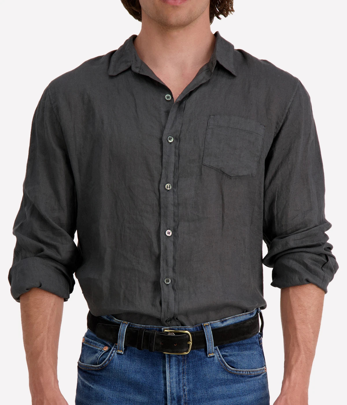 Jioch Linen Shirt in Black Oyster