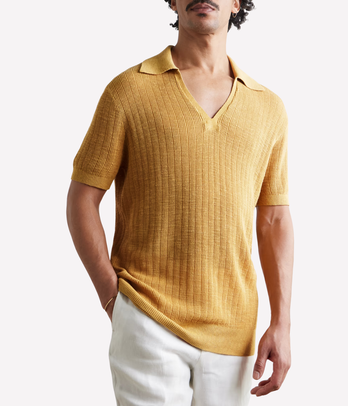 Joaquim V Neck Polo Short Sleeve in Tuscan Sun