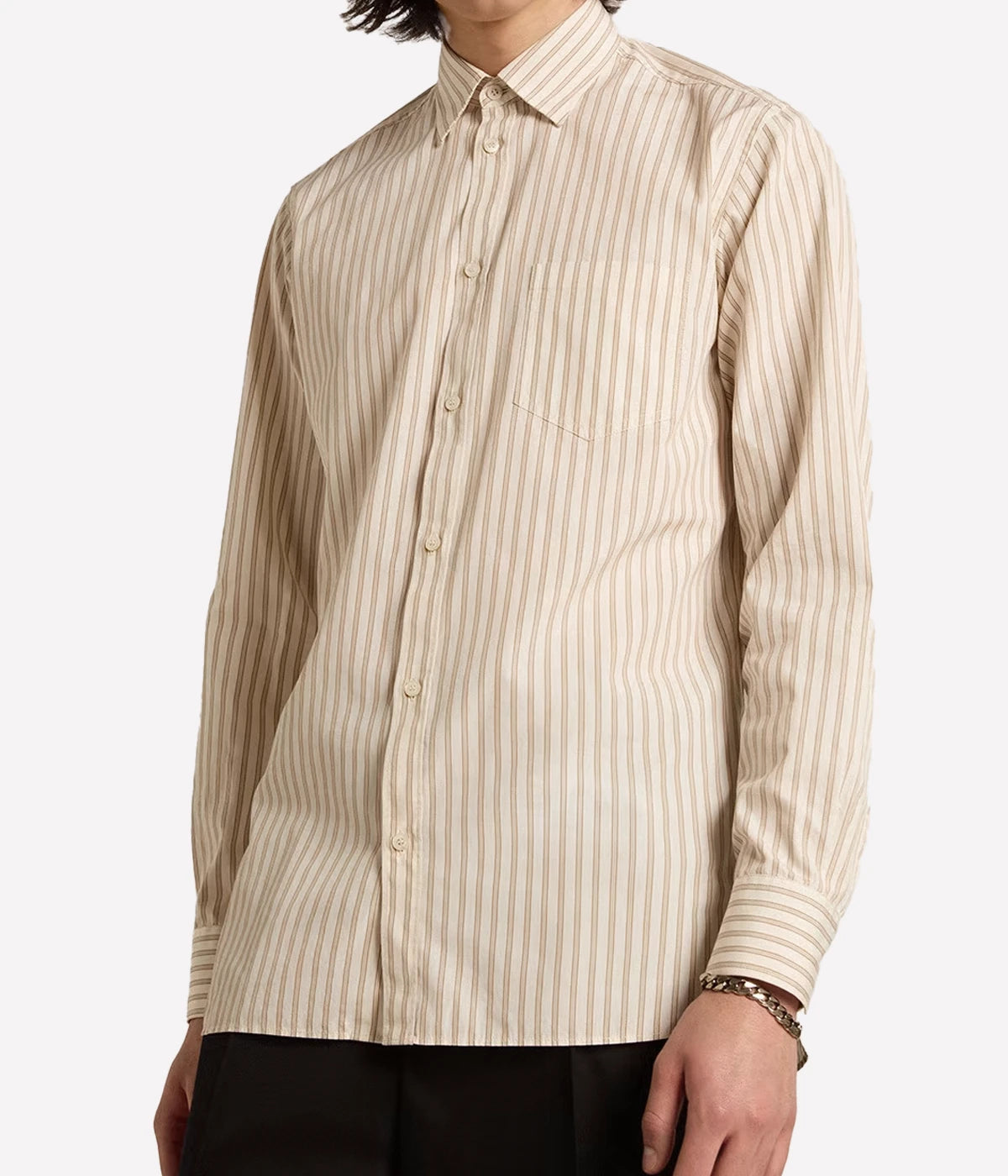 Journey Striped Shirt in Artic Wolf & Travertine