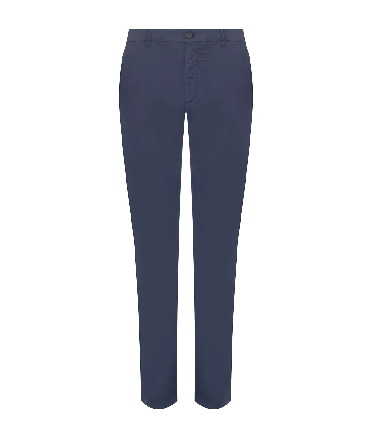 Eleventy men's dark blue straight-leg trousers in stretch cotton poplin with side and back welt pockets.