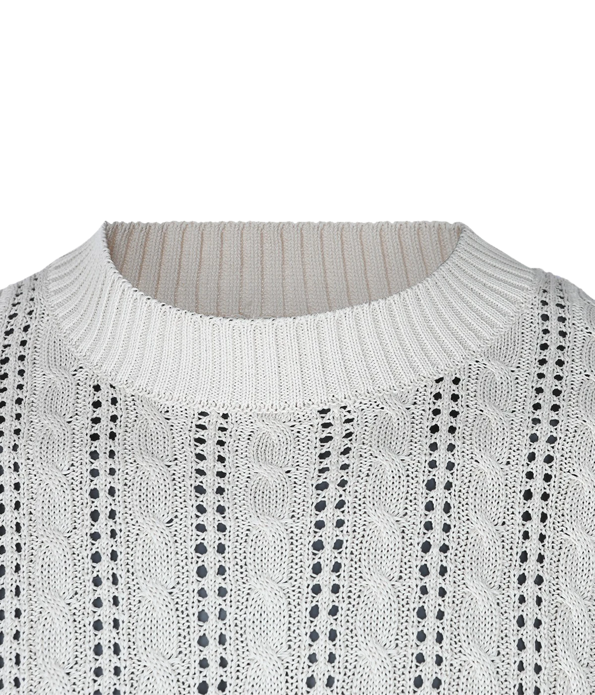 Eleventy men's sand knit sweater in 100% cotton with open-weave texture, crew neck, and long sleeves—perfect for light layering.