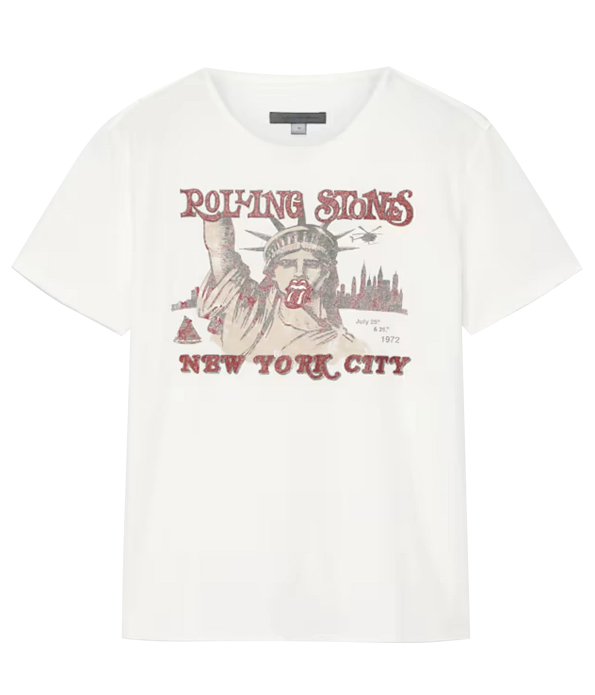 Front product view of John Varvatos The Rolling Stones NYC Raw Edge Tee in Salt