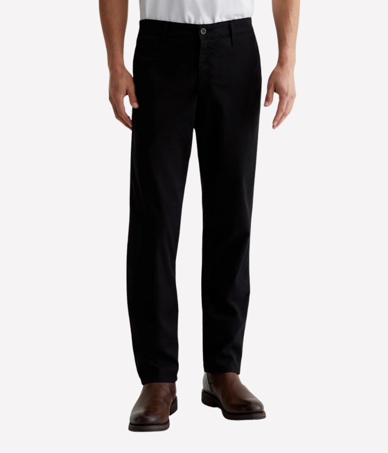 A versatile slim-fit trouser designed for modern men who appreciate style and comfort. Crafted from premium Sorrento Stretch Twill, these black trousers offer a tailored look with flexibility, making them perfect for both casual and elevated occasions.