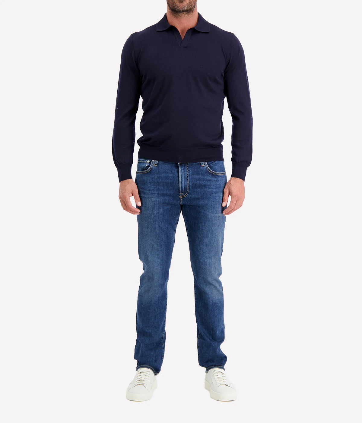 Long Sleeve Polo in NAVY