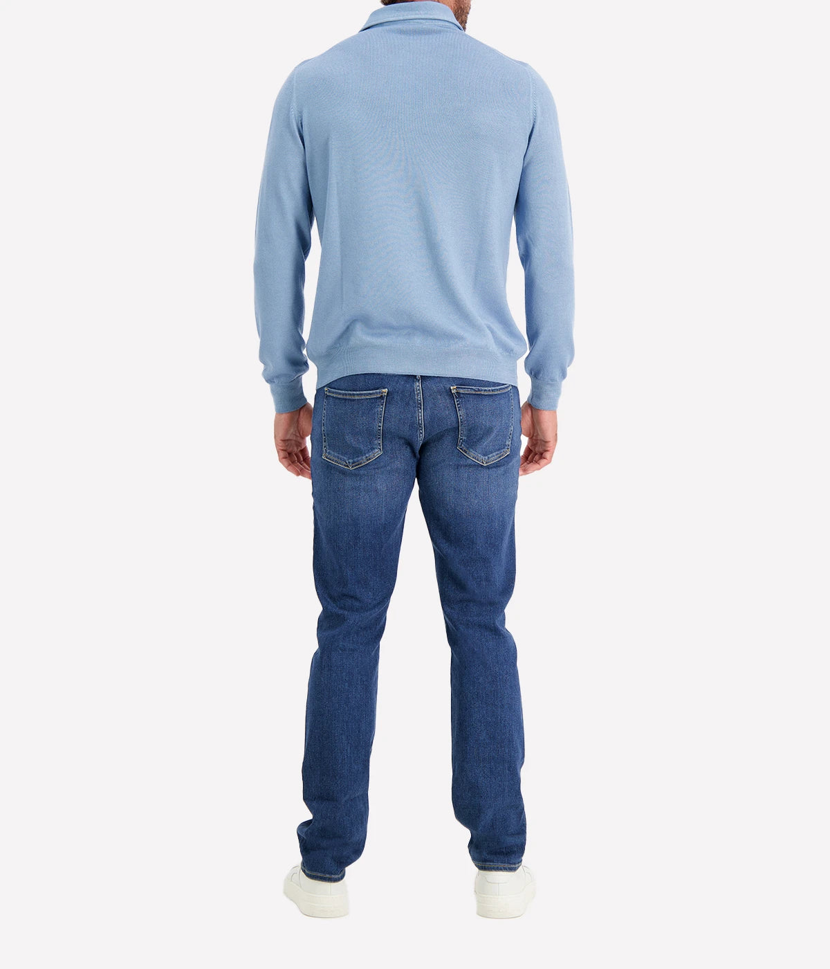 Long Sleeve Polo in Sky Blue