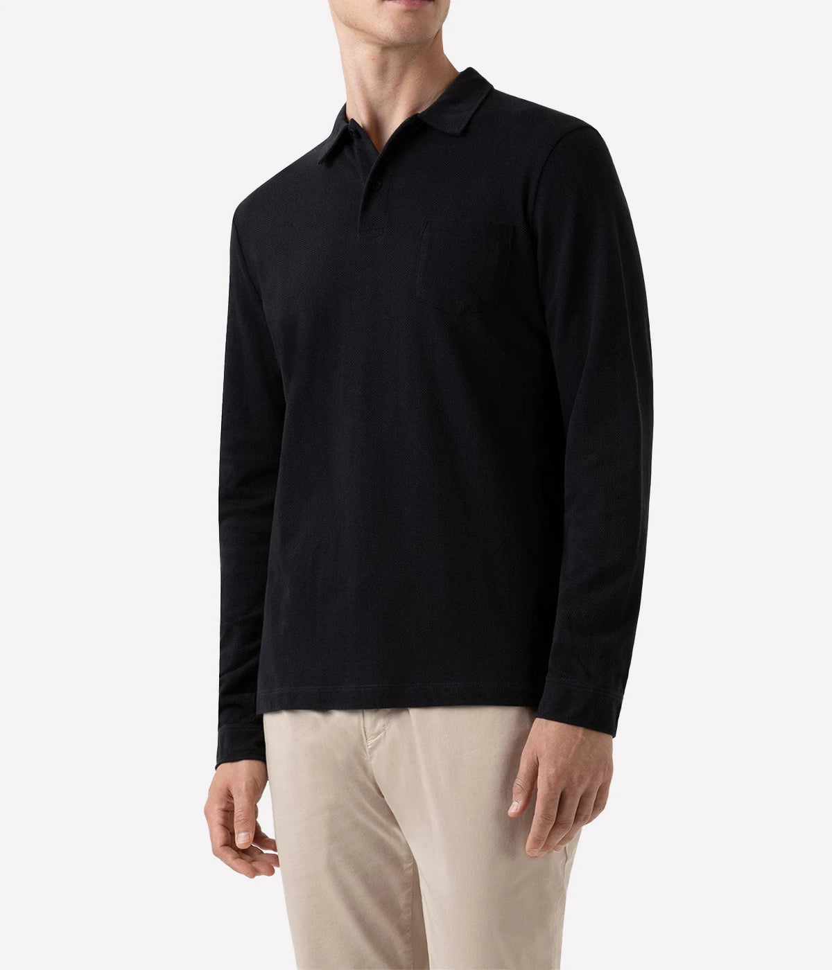 Long Sleeve Riviera Polo Shirt in Black