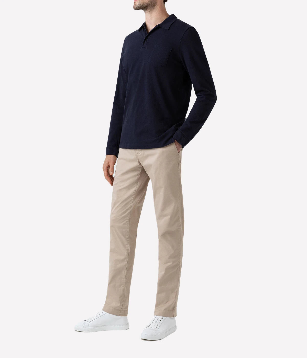 Long Sleeve Riviera Polo Shirt in Navy